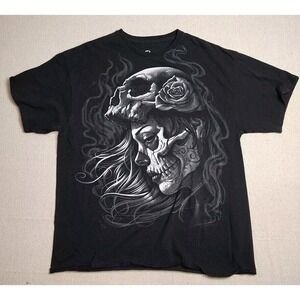 Liquid Blue Dia Muertos Sugar Skull T-shirt XL Black‎ 100% Cotton Shirt  Y2K EE